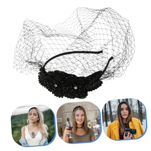 Homoyoyo Handgefertigtes Mesh Haarschmuck Damen Vintage Netz Schleier Kopfbedeckung Schwarz für Festliche Anlässe Party Accessoire von Homoyoyo