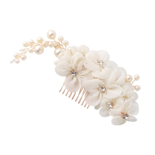 Homoyoyo Handgemachter Braut Haarschmuck Mit Weißen Blumen - Eleganter Haar Kamm Für Die Hochzeit - Ideal Auch Als Dirndl Haarschmuck Mit Zartem Tüll Und Romantischem Flair von Homoyoyo