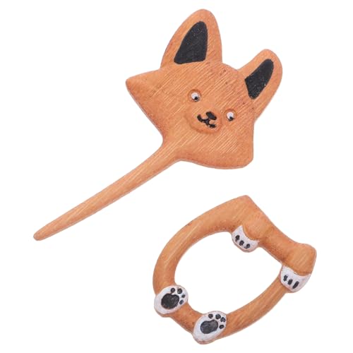 Homoyoyo Handgeschnitzte Corgi Brosche aus Holz Natürlicher Tier-anstecker Stabiler Schalclip Vintage Stil Rutschfester Haltepunkt Polierte Kanten für Damenpullover und Schals von Homoyoyo