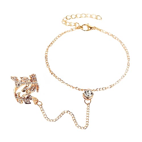 Homoyoyo Handkette Mit Fingerring Goldene Baumblatt Design Handkettenarmbandschmuck Für Frauen Stilvolle Ring Armband Personalisierbar von Homoyoyo