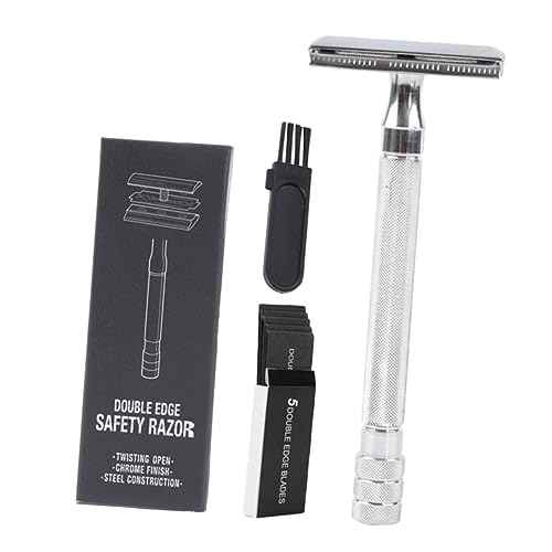 Homoyoyo Handrasierer Metall Altmodisch Langlebig Doppelschneidig Sicherer Rasierer Bart und Gesichtshaar Rasiermesser Leicht Rutschfest Tragbar für Körperstellen Wie Achseln Beine von Homoyoyo