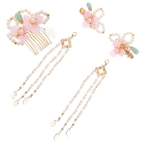 Homoyoyo Hanfu Haarschmuck Set mit Perlen Quaste und Blumen Haarspangen für Dickes Haar Traditionelle Chinesische Kopfbedeckung für Frauen und Mädchen Eleganter Haarschmuck für Festivals von Homoyoyo