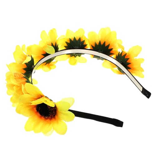 Homoyoyo Hawaiian Blumen Haarkranz Stirnband mit Sonnenblumen für Festival Party Brautschmuck Floral Haarschmuck für Damen Cosplay Performance Accessoire von Homoyoyo
