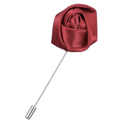 Homoyoyo Handgefertigte Weinrote Blumen-anstecknadel Für Männer Boutonniere Blütenbrosche Für Anzug Sakko Shirt Ca Pinlänge Legierung von Homoyoyo