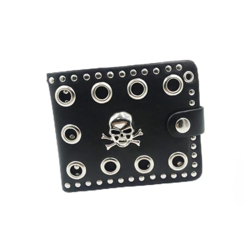 Homoyoyo Herren Gothic Skull Cross Biker Punk Geldbörse Aus Hochwertigem PU Leder - Stilvolles Und Funktionales Design - Ideal Für Modebewusste Männer Vielseitig Einsetzbar von Homoyoyo