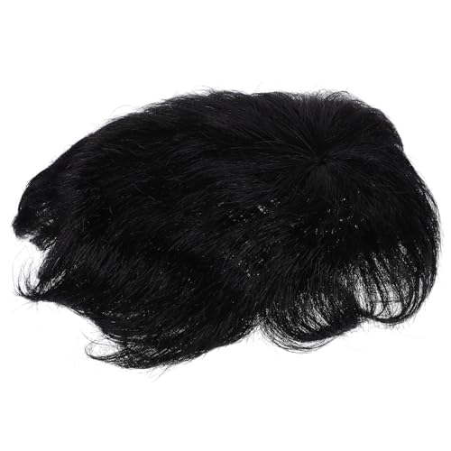 Homoyoyo Herren Haarersatzstück Schwarz Natürlich Echthaar Haarteil Unsichtbar Nahtlos Atmungsaktiv Wind Clip Komfortabel Echtwirkend von Homoyoyo
