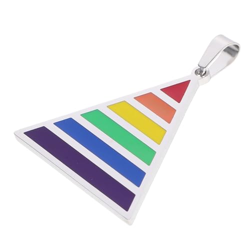 Homoyoyo Herren Halskette mit Dreieck Anhänger aus Titanstahl Regenbogen Pride Schmuck Modische Kette für Männer Geeignet für Alltag Party Geschenk für Bekannte und Familie von Homoyoyo