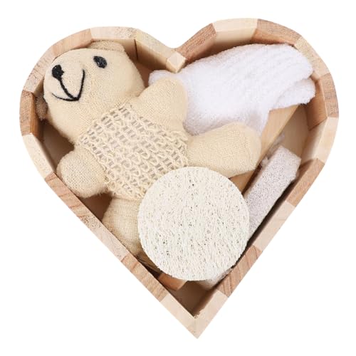 Homoyoyo Herzförmiges Badeset aus Holz mit Rub back handschuh und Peeling schwamm Komfortables Wellness geschenk für Frauen Praktisches Badzubehör für Sanfte Hautreinigung Homoyoyo Herzförmiges Badeset aus Holz mit Rub back handschuh und Peeling schwamm Komfortables Wellness geschenk für Frauen Praktisches Badzubehör für Sanfte Hautreinigung von Homoyoyo
