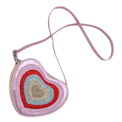 Homoyoyo Herzform Umhängetasche Für Mädchen Leichte Schultertasche Mit Glitzerdesign Herz-Handtasche Aus Pu-Material Aufbewahrungstasche Für Kleine Mädchen von Homoyoyo