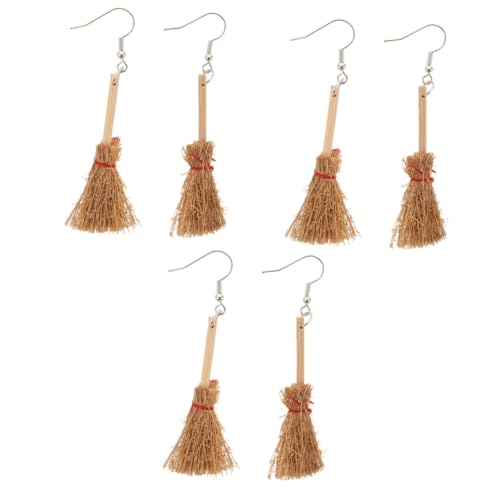 Homoyoyo Hexenbesen Ohrringe Für Halloween – Lustige Handgewebte Eardrops Natürlichen Materialien - Ideal Für Cosplay - Partys Und Festlichkeiten – 1 Paar Für Frauen Und Mädchen von Homoyoyo