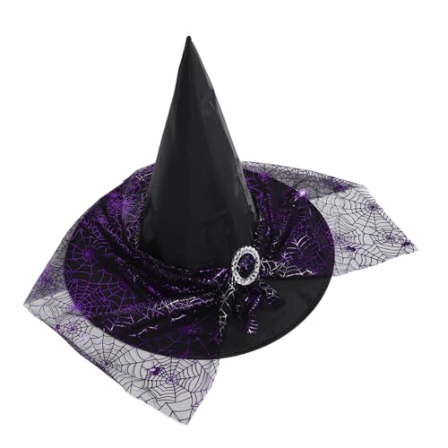 Homoyoyo Hexenhut Für Damen Schwarzer Und Krempe Halloween Kostümzubehör Mit Netzstoff Stilvoller Hut Für Partys Cosplay Und Festliche Anlässe von Homoyoyo