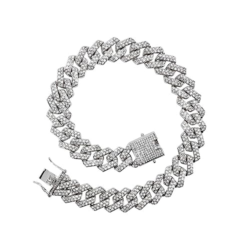 Homoyoyo Hip Hop Gliederarmband mit Strasssteinen Modisches Herrenarmband für Party Reisen Leicht Langlebig Glänzendes Design Layering mit Anderen Ketten von Homoyoyo
