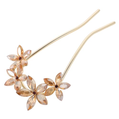 Homoyoyo Hochzeits Haarnadel U Förmig mit Funkelnden Strassblumen Brautschmuck für Steckfrisuren und Dutt Stabile Metall Haarspange Haaraccessoire für Bräute und Festliche Anlässe von Homoyoyo