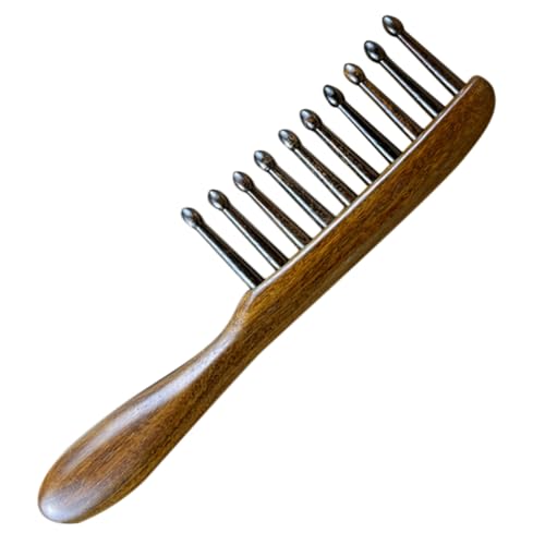 Homoyoyo Holz massagekamm aus Sandelholz mit Breiten Zähnen Ergonomisch Geformt Widerstandsfähig und Glatt Poliert für Sanfte Kopfhautmassage und Pflege von Lockigem Haar bei Frauen von Homoyoyo