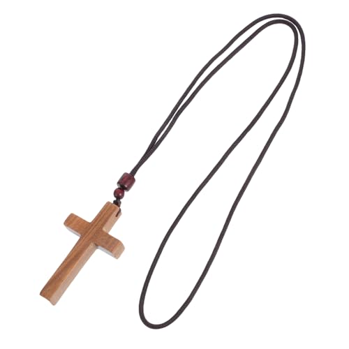 Homoyoyo Holzkreuz Anhänger Für Auto Rückspiegel Mit Kordel Halskette Für Männer Und Frauen Religiöser Schmuck Christliches Für Taufe Konfirmation Ostern von Homoyoyo