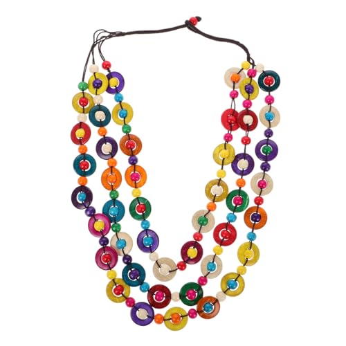 Homoyoyo Kokosnuss-schmuckanhänger Mit Bunter Holzperlenkette Handgefertigte Ethnische Perlenkette Lange Boho-halskette Für Damen Strand-halskette Mit Perlenschmuck von Homoyoyo