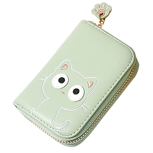 Homoyoyo Kätzchen Brieftasche Kartenhalter kleine geldbörse für Damen Frauen geldbörse tragbare Mini-Aufbewahrungstasche Geldbörse süß Damenkartenbeutel ästhetische Geldbörse Pu Grün von Homoyoyo