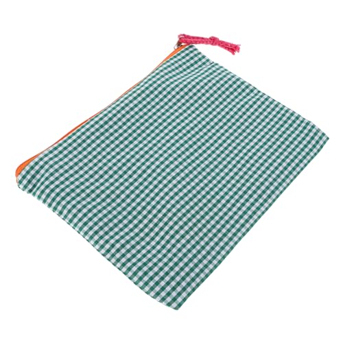 Homoyoyo Portable Kosmetiktasche Baumwoll-leinen Vintage Aufbewahrung Für Makeup Kosmetik Und Schreibwaren Vielseitige Reise-Organizer Für Damen Und Mädchen Grünes Karomuster von Homoyoyo
