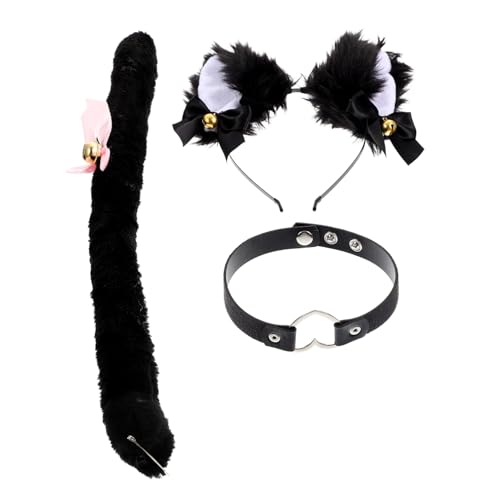 Homoyoyo Katzenohren Haarreif mit Spitzen Schleife und Glocken Cosplay Party Haarschmuck für und Mädchen Leicht und Bequem für Karneval und Performance von Homoyoyo