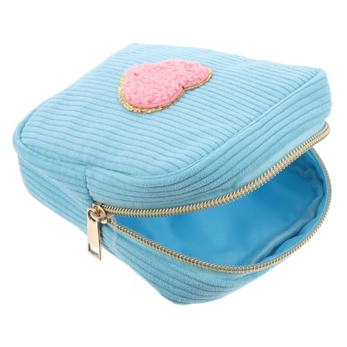 Homoyoyo Kleine Kosmetiktasche Mit Herz-Patch Praktischer Reise-Make-up-Organizer Für Damen Niedliches Cartoon-Design Kompakt Und Vielseitig Für Kosmetik Und Kleinigkeiten Für Unterwegs von Homoyoyo