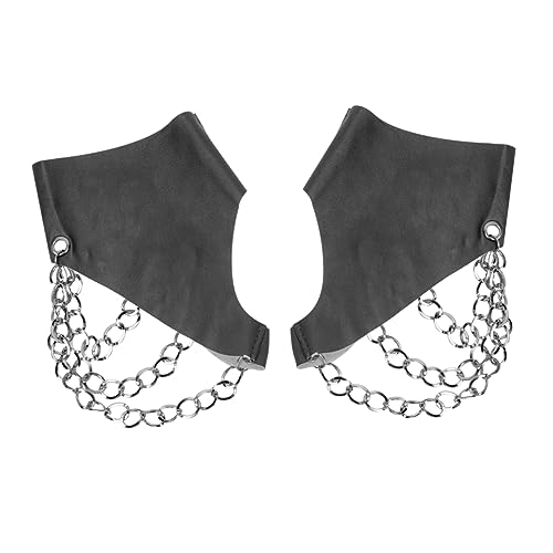 Homoyoyo Kettenhandschuhe Fingerlose Pu Handschuhe Bühnenhandschuhe Punk Kettenhandschuhe Nachtclub Handschuhe Pu Kettenhandschuhe Schwarz von Homoyoyo