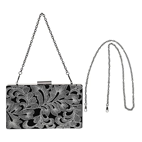 Homoyoyo Bestickte Abendtasche Damen Kleine Clutch mit Blumenmuster Handtasche für Hochzeiten und Partys Kettentasche Leichte Aufbewahrungstasche von Homoyoyo