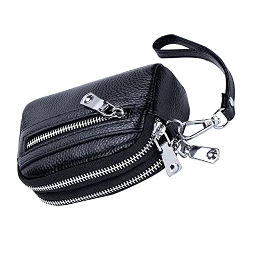 Homoyoyo Kleine Damen Geldbörse Aus Echtem Leder Multifunktionale Brieftasche Mit Doppeltem Reißverschluss Und Großem Kartenhalter Schwarze Geldbeutel Für Karten von Homoyoyo