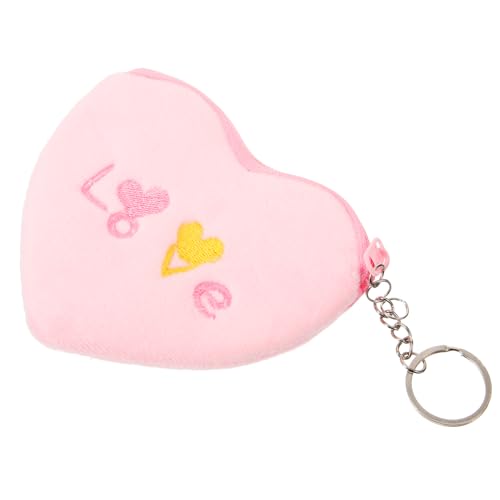 Homoyoyo Kleine Herzförmige Plüsch Geldbörse Mädchen Süßes Münzportemonnaie Kuscheliges Keychain Täschchen Valentinstag Rosa von Homoyoyo