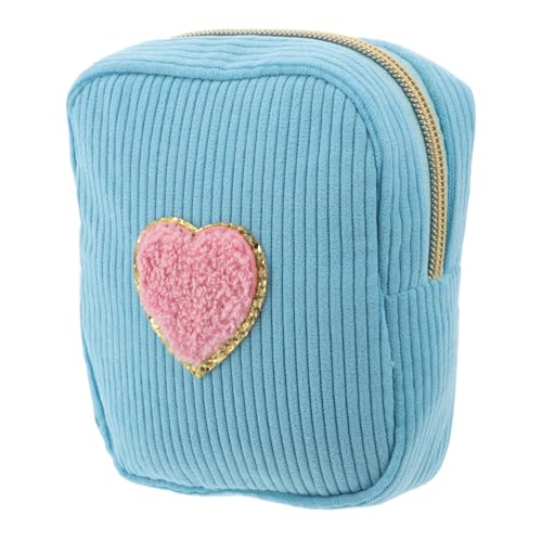 Homoyoyo Kleine Kosmetiktasche Mit Herz-Patch Make-up-Tasche Für Damen Reißverschlusstasche Reise-Organizer Aufbewahrungstasche Für Kosmetika Und Münzen Passt in Handtasche Mini-Beutel von Homoyoyo
