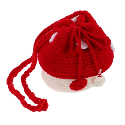 Homoyoyo Kleiner Gestrickter Pilz Geldbeutel Für Handgefertigte Cartoon Umhängetasche Praktische Aufbewahrung Für Münzen Und Kleine Gegenstände Für Schule Und Reisen Rot von Homoyoyo