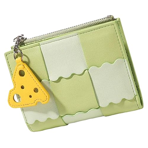 Homoyoyo Kompakte Damen Geldbörse Geflochtenem Multifunktionale Kleine Geldtasche für Münzen Karten Portemonnaie Matcha für Freizeit von Homoyoyo