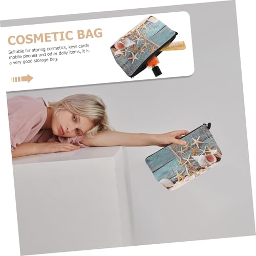 Homoyoyo Kompakte Kosmetiktasche mit Reißverschluss Langlebig und Handlich mit Modischem Muschel Seestern Motiv für Damen Unterwegs Vielseitiger Make up Organizer für Reisen und Alltag von Homoyoyo