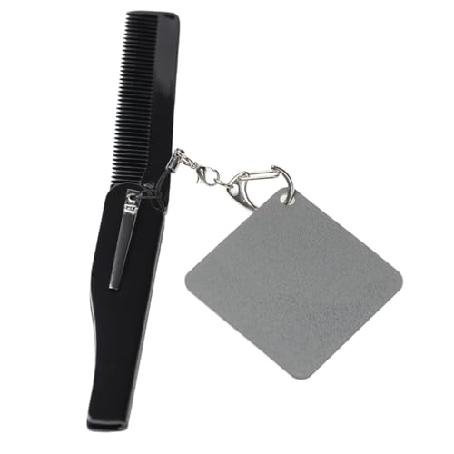 Homoyoyo Kompakter Klappkamm mit Feiner Zahnung und Schlüsselanhänger Faltbarer Bartkamm aus Robustem Material Tragbar für Herren Praktisch für Reisen und Tägliche Pflege von Homoyoyo
