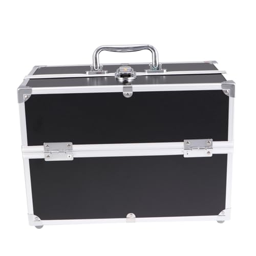 Homoyoyo Kosmetikkoffer Handgriff Tragbar Stufiger Make Up Organizer Kosmetikbox Schwarz Reise Profi Schminkkoffer mit Großem Fassungsvermögen und Strapazierfähigem Material für Alltag und von Homoyoyo