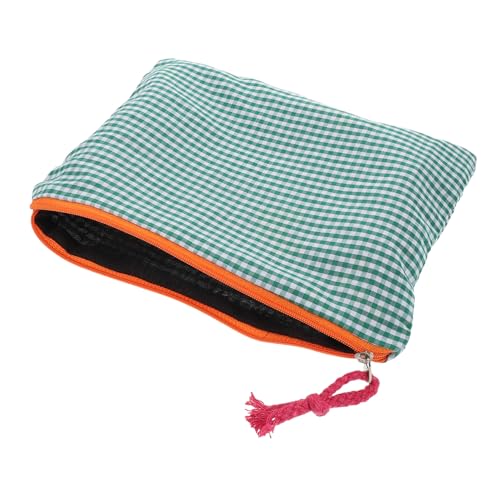 Homoyoyo Kleines Federmäppchen Mit Großem Fassungsvermögen Tragbare Reise-Make-up-Tasche Mit Retro-Karomuster Langlebige Aufbewahrungstasche Für Kosmetikprodukte Und Schulsachen von Homoyoyo