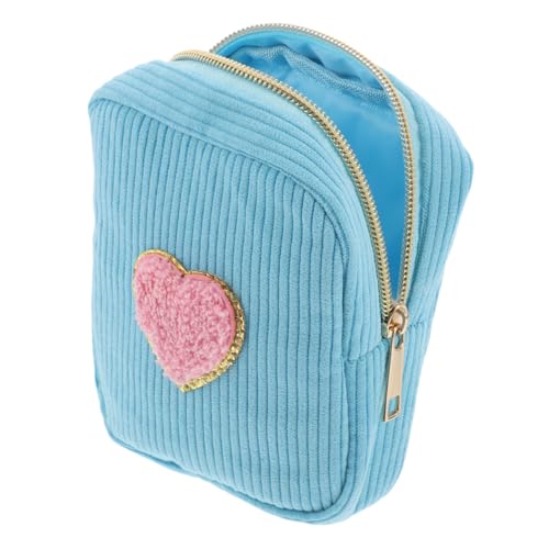 Homoyoyo Kosmetiktasche Für Damen Süße Cartoon-Kosmetiktasche Mit Herz-Patch Kleine Make-up-Tasche Für Handtasche Mit Reißverschluss Organizer Für Hautpflege Und Kosmetik von Homoyoyo