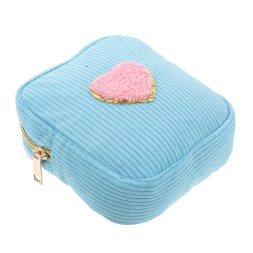 Homoyoyo Kleine Make-up-Tasche Mit Cartoon-Herz-Patch Mini-Kosmetiktasche Reise-Make-up-Organizer Trendige Make-up-Tasche Tragbare Münzbörse von Homoyoyo