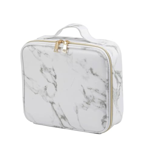 Homoyoyo Kreative Kosmetiktasche Weiß Marmoroptik Reise Make up Organizer mit Reißverschluss Tragbar Strapazierfähig Große Kapazität für Damen Unterwegs von Homoyoyo
