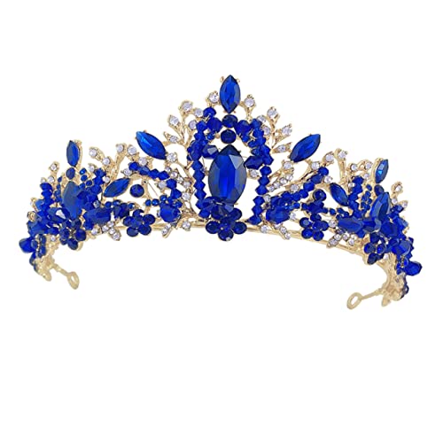 Homoyoyo Kristallbesetzte Brautkrone Haarschmuck mit Strass Handgefertigte Goldene Tiara für Hochzeit Festliche Anlässe und Partys Eleganter Brautschmuck für Damen und Prinzessinnen von Homoyoyo