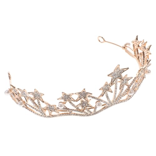 Homoyoyo Kristallbesetzte Große Prinzessin Krone Haarschmuck Braut Tiara mit Sternen Perlen Hochzeit Accessoire Leicht Langlebig für Damen Festliche Anlässe von Homoyoyo