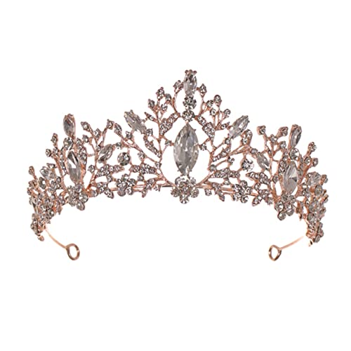 Homoyoyo Kristallkrone Haarschmuck Bridal Tiara für Damen Hochzeitsdiadem Brautjungfer Stirnband Rosegold Vintage Stil Sicher und Langlebig von Homoyoyo