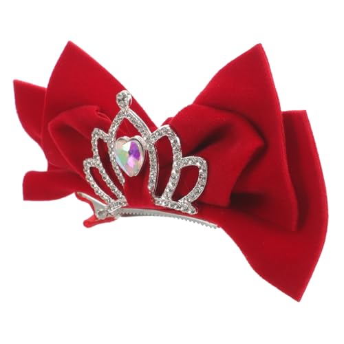 Homoyoyo Krone Haarschmuck Haarzubehör Für Mädchen Krone Haarschleife Bögen Bogenclip Haarklammer Stutzenhalter Große Haarspange Bughaarklauenclip Clip in Crown Rot Samt von Homoyoyo