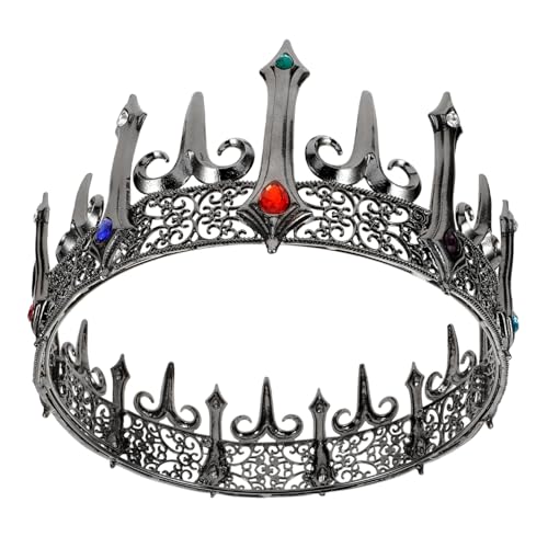Homoyoyo Gothic Herrenkrone Metall Unisex Cosplay Krone mit Strass für Partys Hochzeiten und Kostüme von Homoyoyo