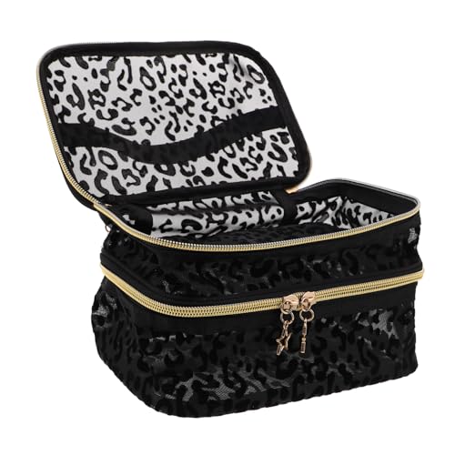 Homoyoyo Kulturtasche Damen Klein mit Doppel-etagen Mesh Nylon Multifunktionaler Kosmetiktasche Organizer für Reise und Alltag Leicht und Kompakt mit Mehreren Fächern für Make-up und von Homoyoyo