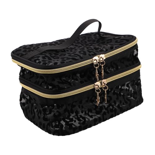 Homoyoyo Kulturtasche Kosmetiktasche Damen Doppellagig Mesh Nylon Klein Reise Make-up Organizer Multifunktional mit Fächern für Unterwegs und Tägliche Pflege von Homoyoyo