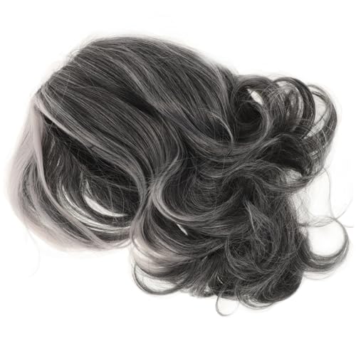 Homoyoyo Kurze Lockige Perücke für Ältere Damen Hitzebeständige Synthetische Haarperücke Schwarzgrau und Verstellbar Volles Kopfdesign Vielseitig für Alltag und Festlichkeiten Geeignet von Homoyoyo