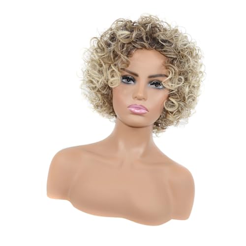 Homoyoyo Kurzhaar Afro Perücke Damen Hitzebeständige Faserperücke Modische Lockenperücke Atmungsaktiv Für Alltag Party Cosplay von Homoyoyo