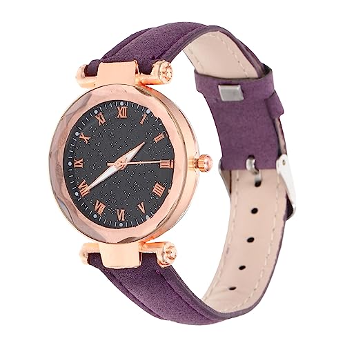 Homoyoyo Damen Lederarmbanduhr Mit Verstellbarem Band -Armbanduhr Mit Römischem Und Funkelndem Design Für Täglichen Gebrauch Oder Besondere Anlässe von Homoyoyo