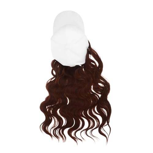 Homoyoyo Langhaar-damen Baseballcap mit Langem Locken-synthetikhaar Natürliche Perücke Weißer Hut Leicht Integrierte Mütze Und Haarteil Für Alltag Und Kostüm von Homoyoyo