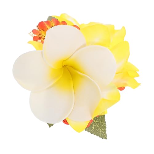 Homoyoyo Leichte Plumeria Haarspange mit Künstlicher Blume Tropisch Hawaiianisches Design Seitlicher Clip für Frauen bei Strandurlaub Ethno festivals und Fotoshootings von Homoyoyo